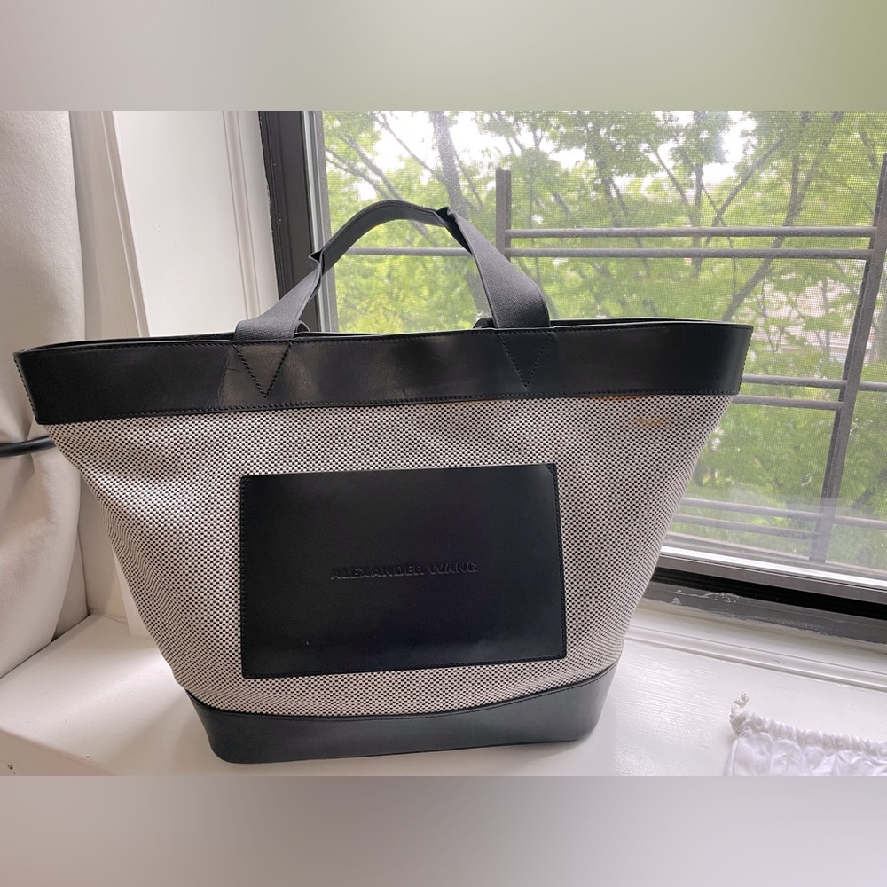 Alexander Wang canvas and leather tote bag in black and gray.